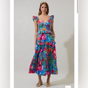 Sugarlips Multicolor Floral Ruffle Midi Dress
